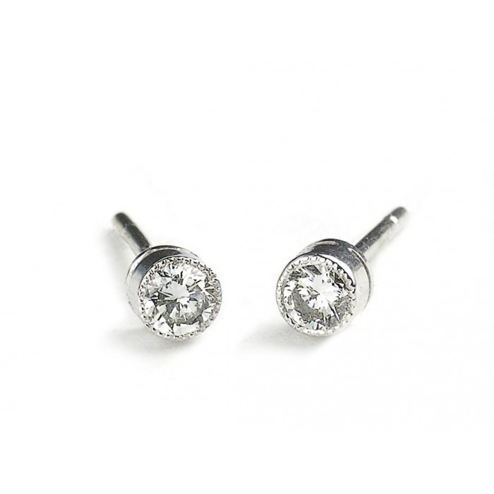 Diamond and White Gold Stud Earrings, 0.22 Carat