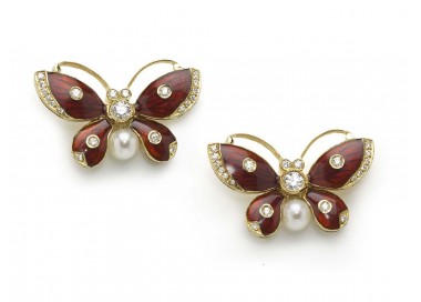 Red Enamel Butterfly Earrings