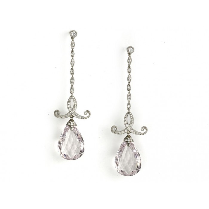 Morganite and Diamond Drop Earrings