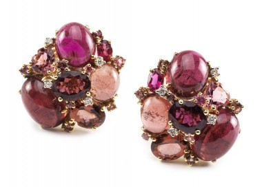 Pink Tourmaline Cluster Earrings