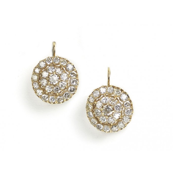 Portuguese Diamond and Gold Cluster Earrings, 4.50ct