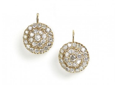 Portuguese Diamond and Gold Cluster Earrings, 4.50ct