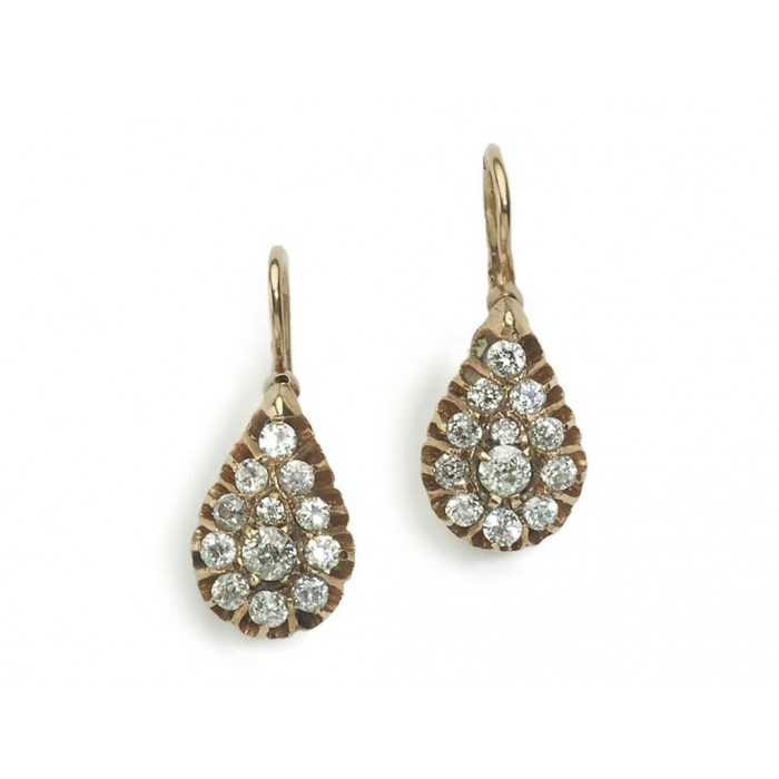 Antique Russian Diamond and Gold Earrings