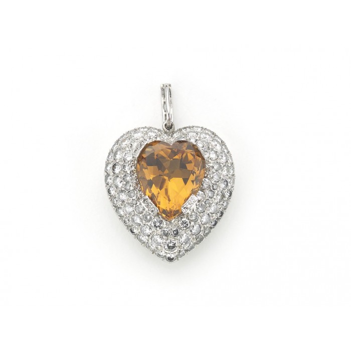 Topaz and Diamond Heart Pendant