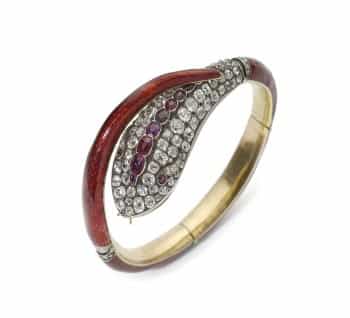Antique enamel, ruby and diamond snake bracelet – Kentshire