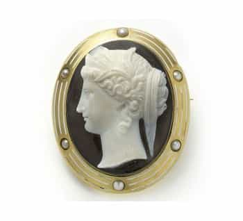 Antique Cameo Brooch in Gold and Shell Circa 1875 Moira Fine