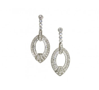 Modern Diamond, Moonstone and White Gold Earrings