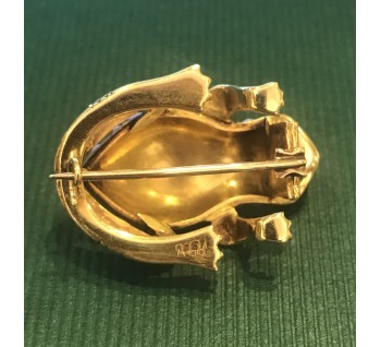 Antique Gold, Pearl & Ruby Frog Brooch, Circa 1900