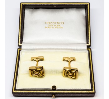 Vintage Tiffany & Co. Gold and Ruby Cufflinks, Circa 1970
