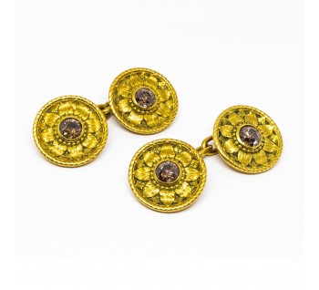 Desbazeille Art Nouveau Gold and Diamond Cufflinks