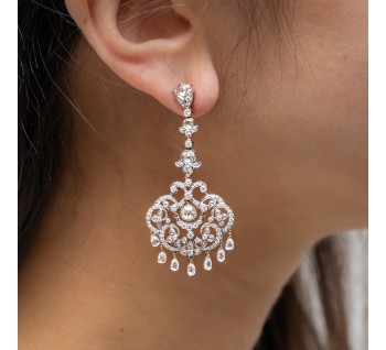 Diamond and White Gold Drop Earrings, 5.96ct