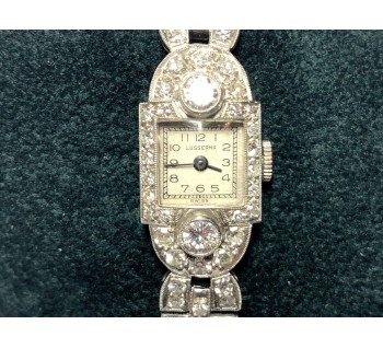 Lusserna Art Deco Diamond and Platinum Cocktail Wristwatch, Circa 1930