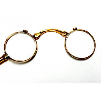 Vintage Gold Snake Lorgnette With Sapphire Ruby and Diamond, Circa 1940