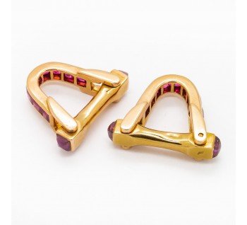 French Ruby and Gold Stirrup Cufflinks