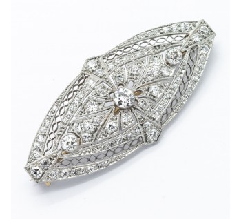 Art Deco Diamond and Platinum Brooch, Circa 1925