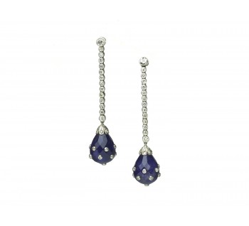 Art Deco Amethyst, Diamond and Platinum Earrings, Circa 1930