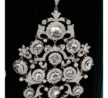 Large Diamond and Platinum Chandelier Earrings, 15.26ct