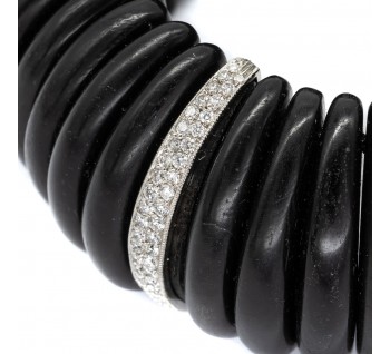 Ebony Diamond and Platinum Cuff Bracelet