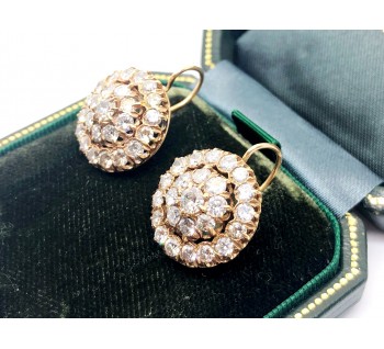 Portuguese Diamond and Gold Cluster Earrings, 4.50ct