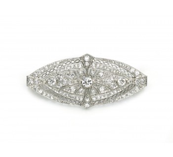 Art Deco Diamond and Platinum Brooch, Circa 1925