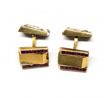 Van Cleef and Arpels Ruby and Gold Cufflinks, Circa 1940
