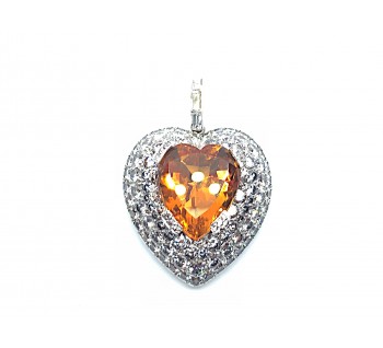 Topaz and Diamond Heart Pendant