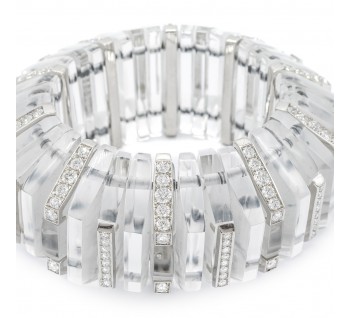Modern Rock Crystal Diamond and Platinum Bracelet, 13.20 Carats