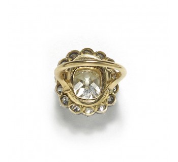 Old-Cut Diamond and Silver-Upon-Gold Cluster Ring, 4.18ct