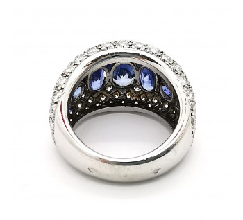 French Sapphire Diamond and White Gold Ring, Circa 1990