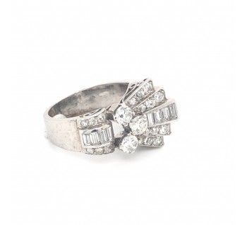 Late Art Deco Diamond and Platinum Ring, 1.60ct, Circa 1940