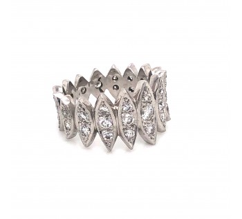 Diamond and Platinum Navette Eternity Ring, 1.00ct, Circa 1960