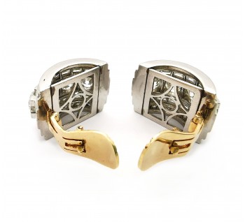 Art Deco Diamond and Platinum Earrings, Circa 1940