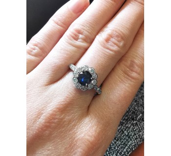 Art Deco Sapphire and Diamond Cluster Ring