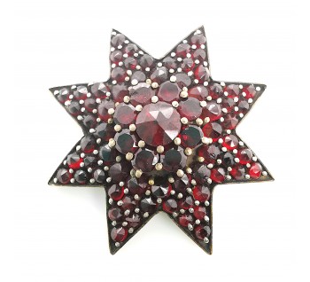 Antique Bohemian Garnet Star Brooch, Circa 1890