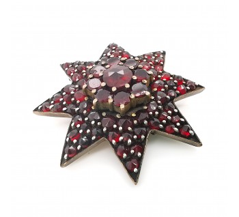 Antique Bohemian Garnet Star Brooch, Circa 1890