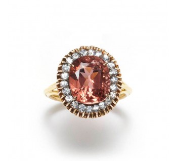 Pink Tourmaline and Gold Cluster Ring, 3.70ct