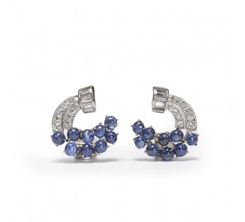 Vintage Sapphire Diamond and Platinum Earrings