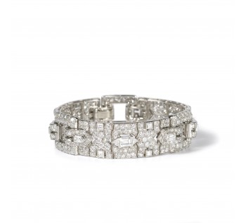 Cartier French Art Deco Diamond and Platinum Bracelet 18.70 Carats Circa 1929