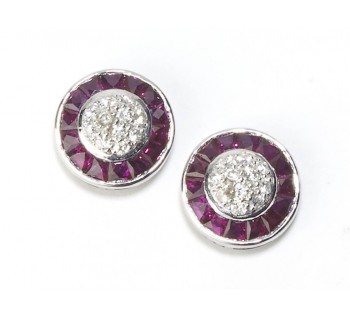 Ruby and Diamond Cluster Earrings
