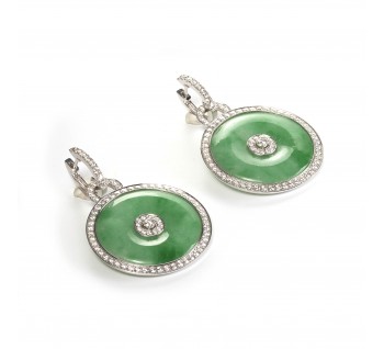 Jade And Diamond Drop Earrings, 4.50ct