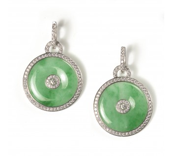 Jade And Diamond Drop Earrings, 4.50ct