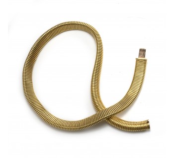 Vintage Gold "Gaspipe" Collar Necklace, Circa 1950