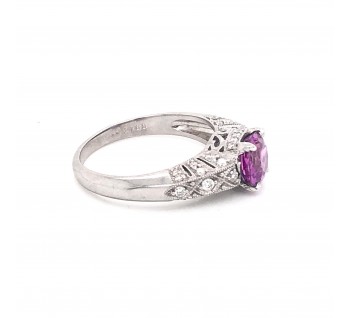 Pink Sapphire 1.57ct and Diamond Platinum Ring
