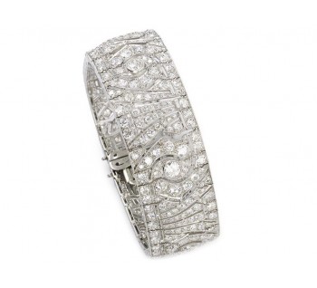 French Art Deco Diamond and Platinum Bracelet, Circa 1935