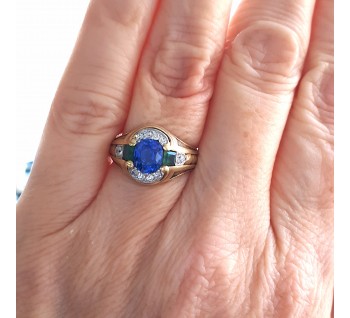 Sapphire, Emerald and Diamond Ring