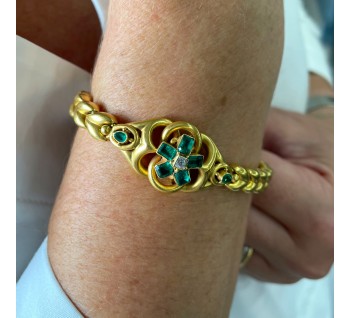 Victorian Emerald, Diamond and Gold Bracelet, Circa 1880