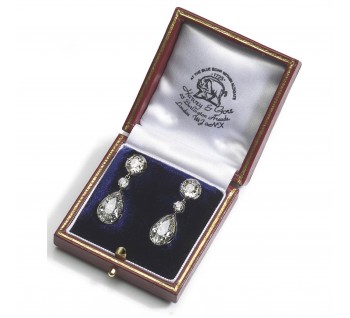 Antique Diamond Drop Earrings Silver Upon Gold, 11.65ct, Circa 1810