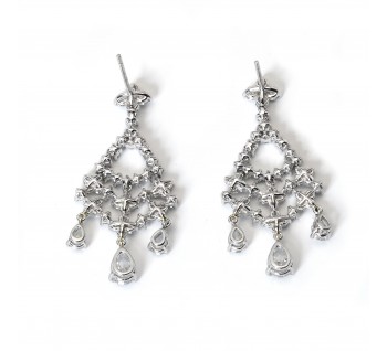 Diamond and Platinum Chandelier Earrings, 5.32ct