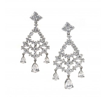 Diamond and Platinum Chandelier Earrings, 5.32ct