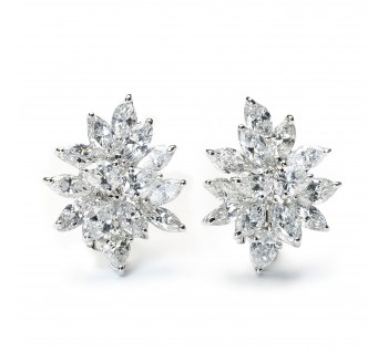 Diamond Cluster Earrings, 10.61ct
